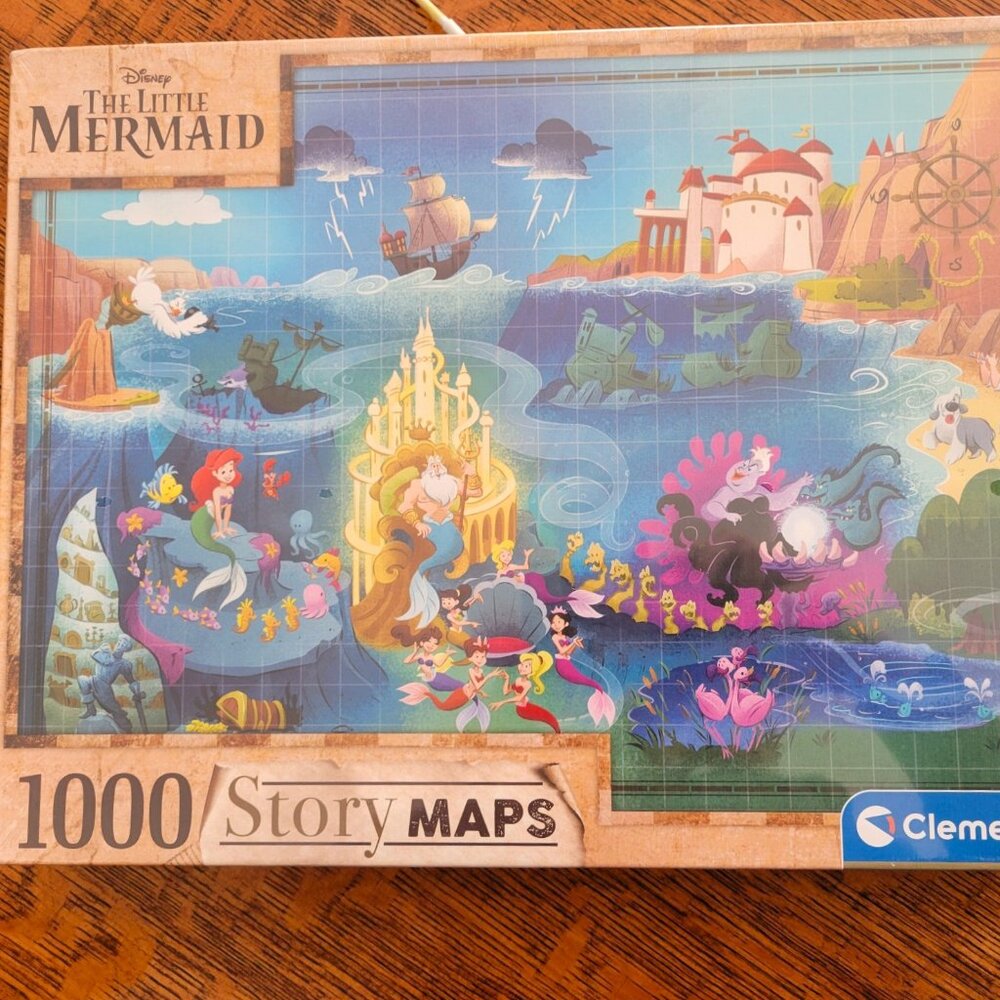 Brand New!  Clementoni Disney Little Mermaid Story Maps 1000pc jigsaw puzzle